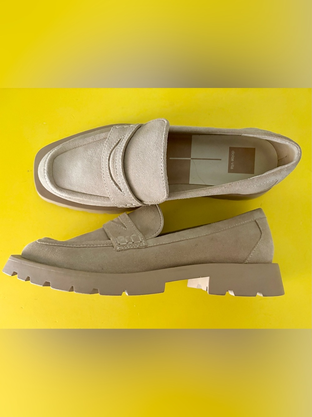 Dolce Vita Beige Suede Chunky Sole Loafers